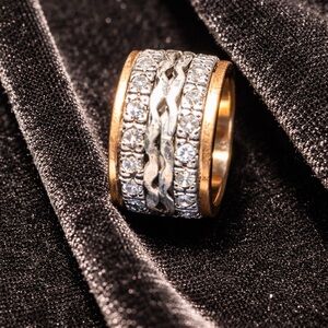 Sterling Silver CZ Statement Band – Size 6